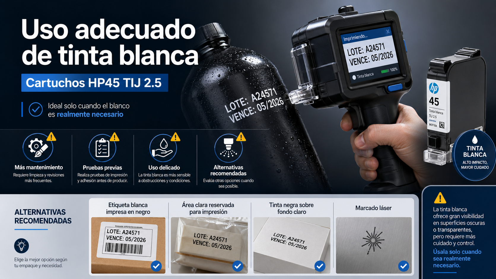 Tinta blanca HP45, uso, problemas y consejos prácticos